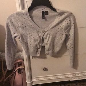 Gray with black polka dot sweater